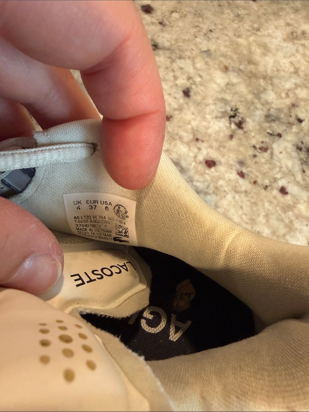 Lacoste Knit Athletic Sneakers in White and Gray - Picture 5 of 6